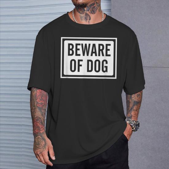 Beware Of Dog Sign Logo T-Shirt - Monsterry