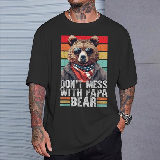 Don't Mess With Papa Bear Vintage Papa Bear Father's Day T-Shirt - Monsterry