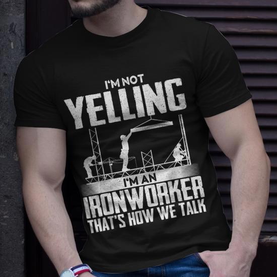 Iron Worker T-Shirt - Vintage Skull "I'm An Iron Worker" Warning Design (Black, XX-Large) - View #9