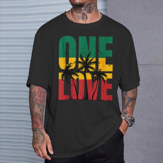 Rasta Reggae One Love Palm Tree Rastafari Jamaican Vacation T