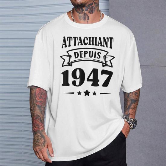T-shirt Homme Vintage 78ème Anniversaire 1947 - Coton, Coupe Loose, Fabriqué Sur Commande