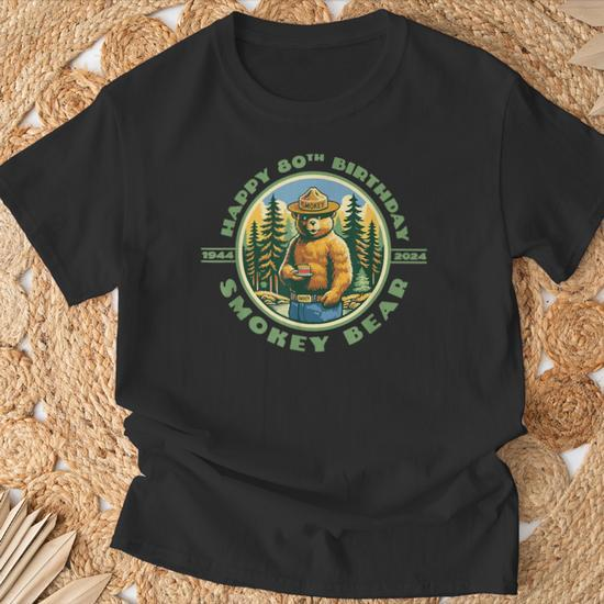 Happy 80Th Birthday Smokey Bear 1944-2024 Retro Cupcake T-Shirt - Monsterry