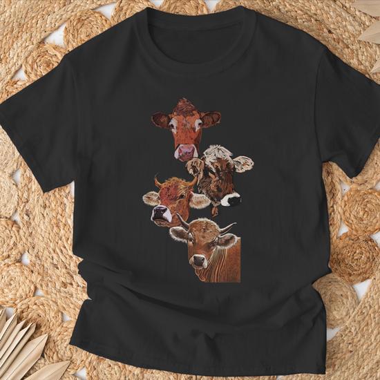 T-shirt "Dans Le Wyoming, Même Les Vaches Portent Des Bottes" - Silhouette De Vache Western, Coupe Classique