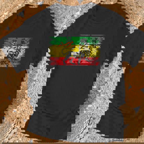 Old Ethiopia Flag Shirt Lion Of Judah Rasta Reggae T Shirt