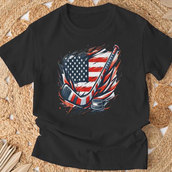 Patriotic Ice Hockey 4Th Of July Usa Independence Day T-Shirt