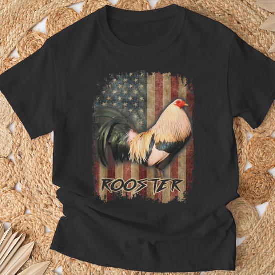 Rooster Us Flag Cock Fight T-Shirt - Monsterry