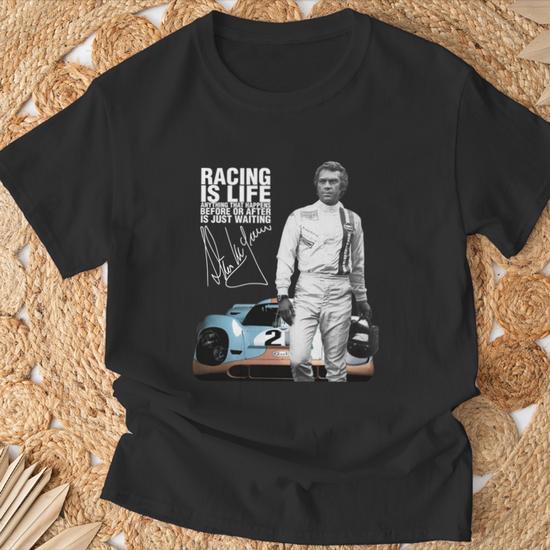 T-shirt Homme Passionné De Voiture - Motif Course De Dragsters - Taille Normale