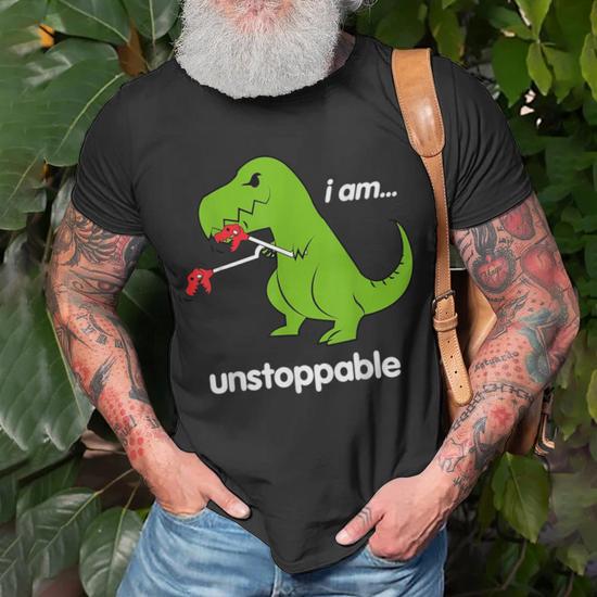 Waldeal "I Am Unstoppable" Funny T-Rex Dinosaur T-Shirt - 100% Cotton, Soft & Comfortable For Daily Wear