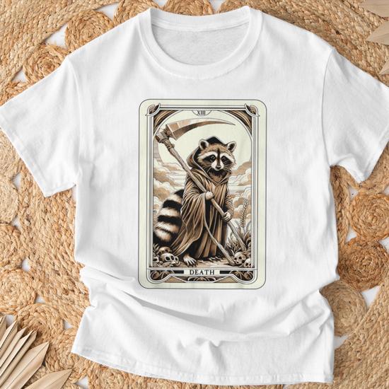 Raccoon Tarot Card Death Witchcraft Occult Raccoon T-Shirt - Monsterry