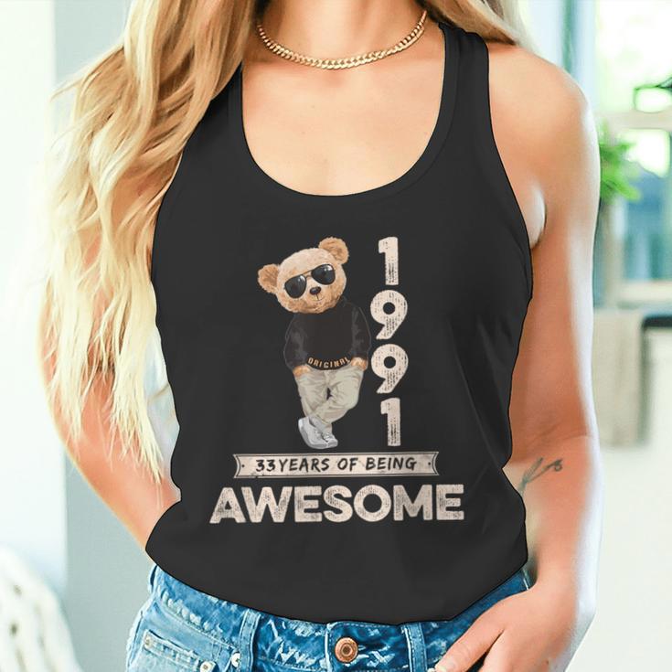 33 Geburtstag Herren Damen 1991 Original Awesome Teddybär Tank Top