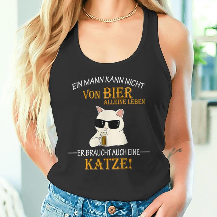 Bier Und Coole Katzen Lustiger Spruch Katzenbesitzer Papa Tank Top