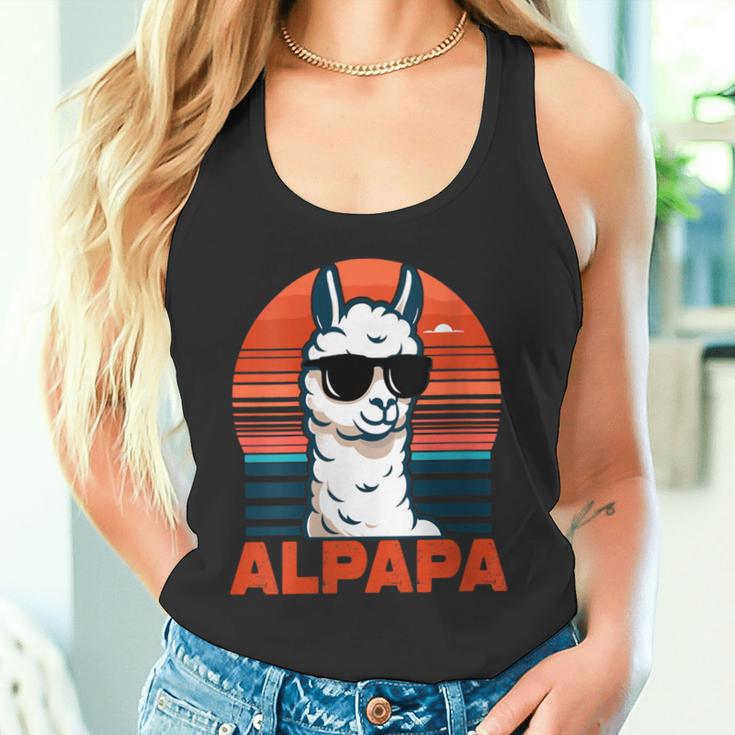 Damen Alpapaatertag Bester Papa Alpaka Alpapa Mit Sonnenbrille Mit-Ausschnitt Tank Top