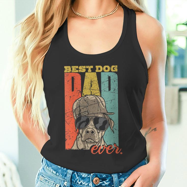 Damen Best Dog Dad Ever Hundepapa Hund Papa Mit-Ausschnitt Tank Top