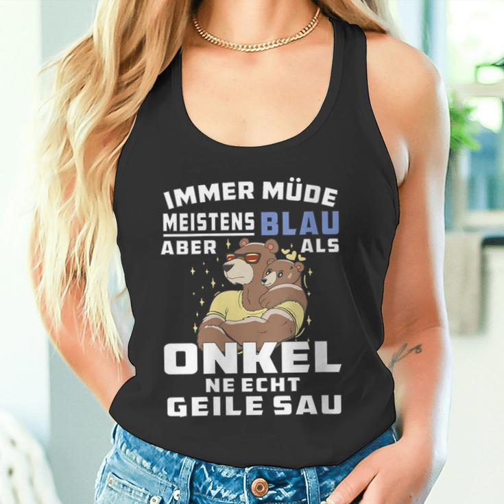 Damen Immer Müde Meistens Blau Onkel Papaatertagater Onkel Mit-Ausschnitt Tank Top