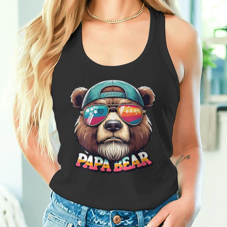 Damen Papa Bär Papa Bearatertagsgeschenk Für Papa Spruch Lustig Mit-Ausschnitt Tank Top