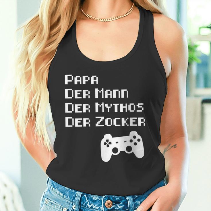 Damen Papa Zockerater Gamer Geburtstag Spruch Lustig Geschenk Mit-Ausschnitt Tank Top