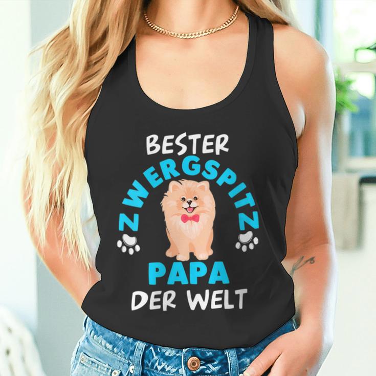 Damen Pomeranian Zwergspitz Papaatertag Papa Mit-Ausschnitt Tank Top