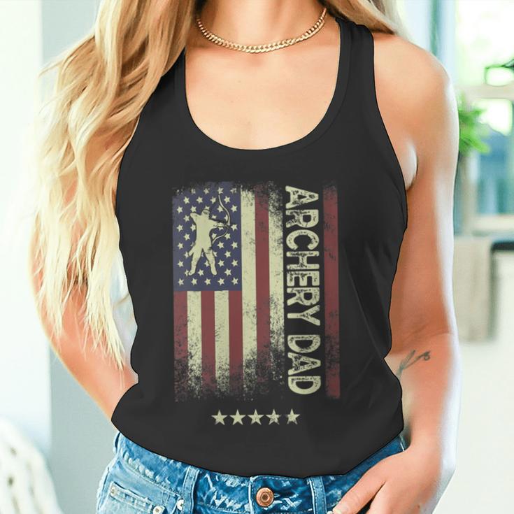 Damen Usa Amerikanische Flagge – Bogenschießen Papa Mit-Ausschnitt Tank Top