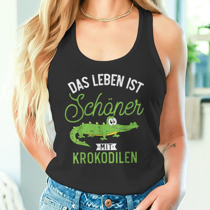 Das Leben Ist Schöner Mit Krokodilen Zoo Animal Crocodile Tank Top