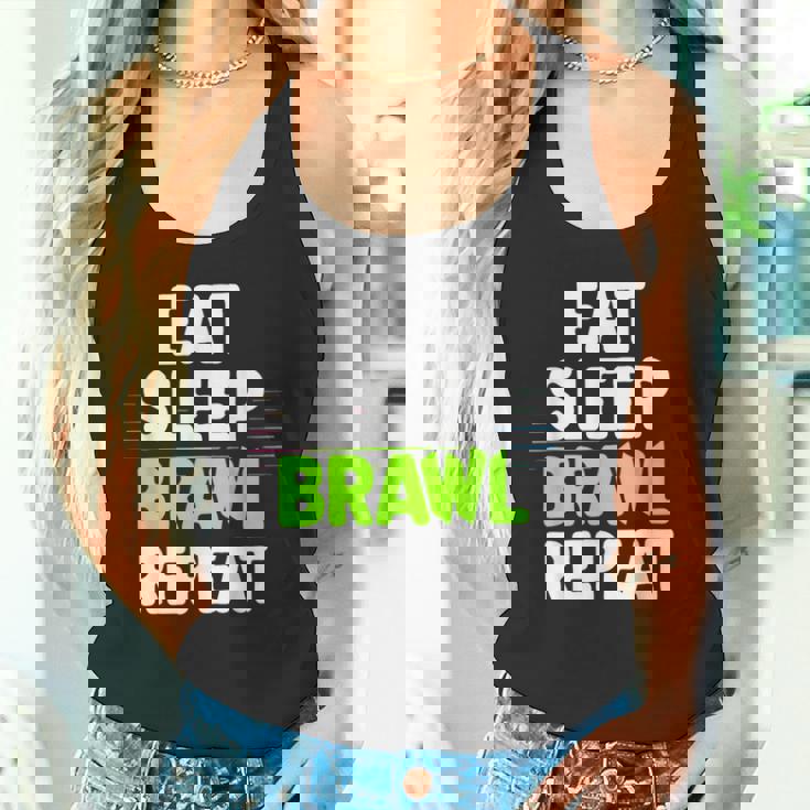 Eat Sleep Brawl Repetirideojuegos Divertidos Camiseta sin mangas