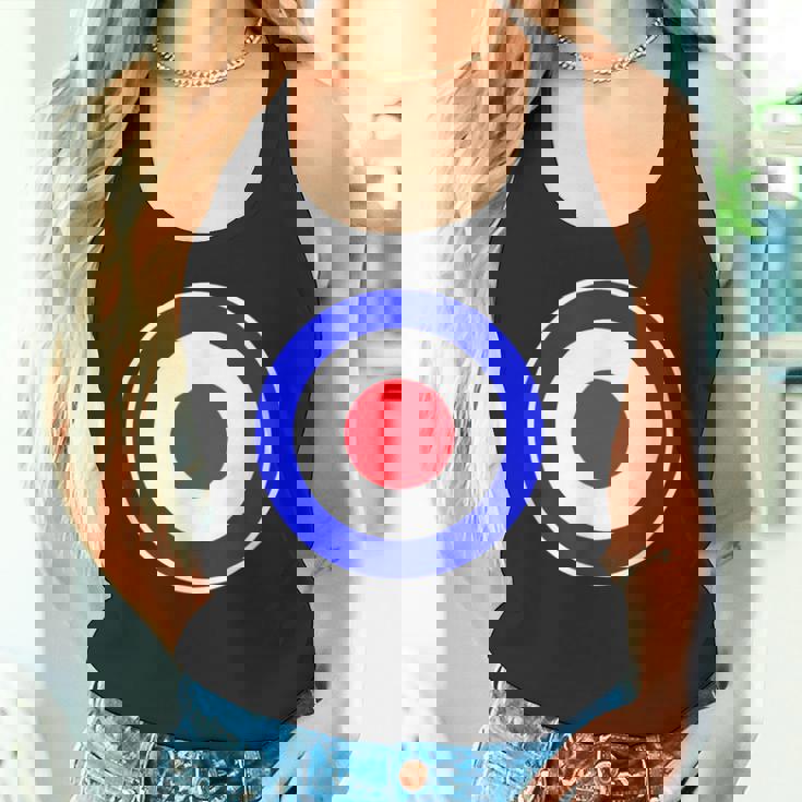 Estilo Retro Diseño De Círculos Rojo Blanco Azul Y Blanco Camiseta sin mangas