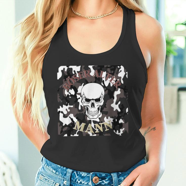 Evil Old Man Grandpa Dad Skullintage Biker Tank Top