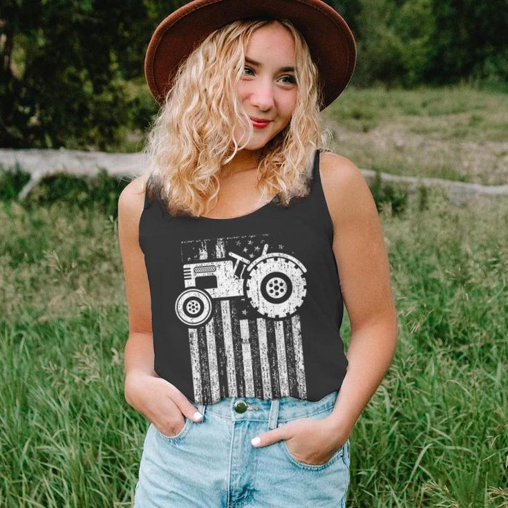 Farm Tractor With Distressed Usa Flag Tank Top