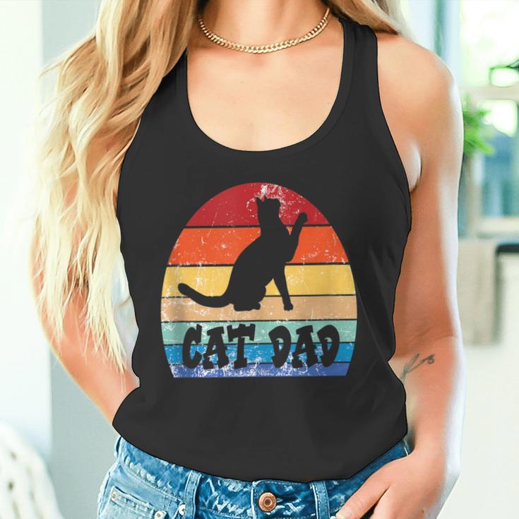 Katze Papaintage Retro Sonnenuntergang Katze Papa Kätzchen Haustier Lustig Tank Top