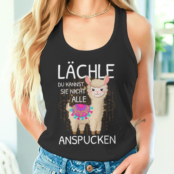 Lama Spruch Alpaka Lächle Du Kannst Sie Nicht Anspucken Lama Tank Top