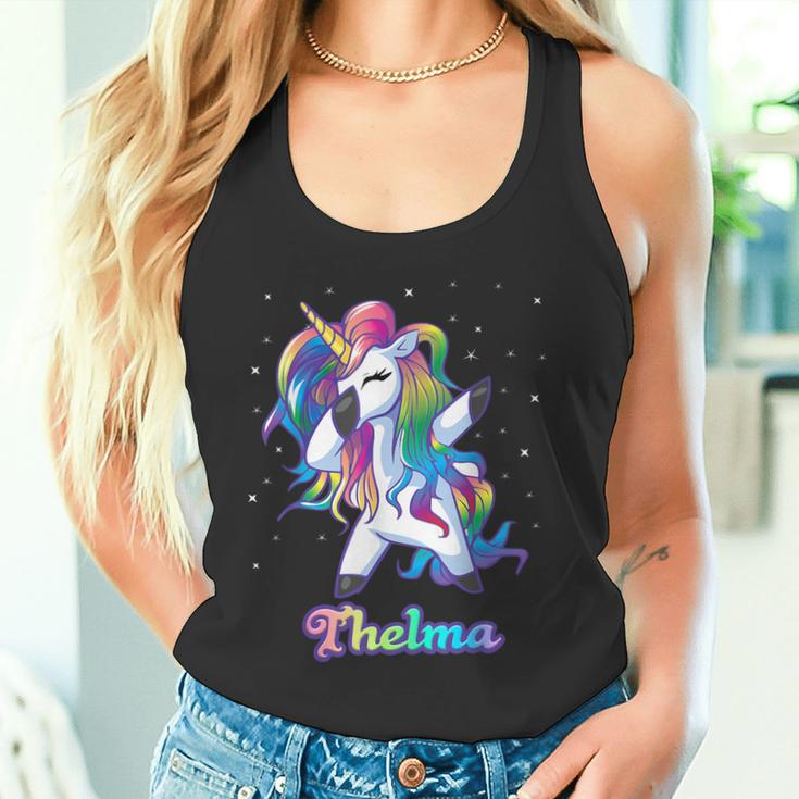 Thelma Name Personalisierbar Regenbogen-Einhorn Tupfen Personalisierbar Tank Top