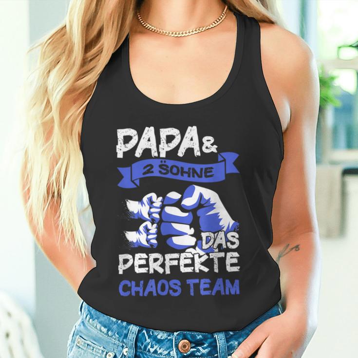 Papa 2 Söhne Perfekte Chaos Team Father's Day Tank Top