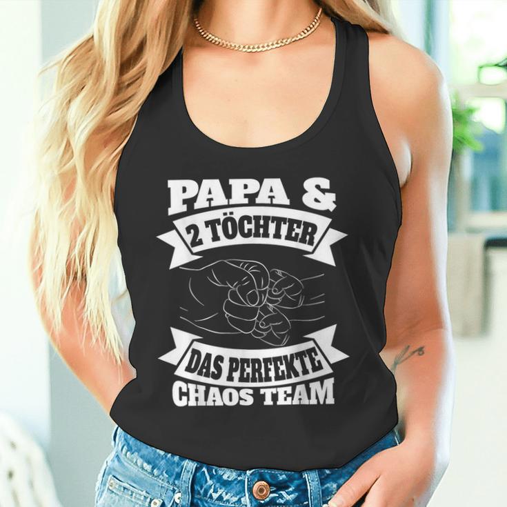 Papa 2 Töchter Perfekte Chaos Teamateratertag Geschenk Tank Top