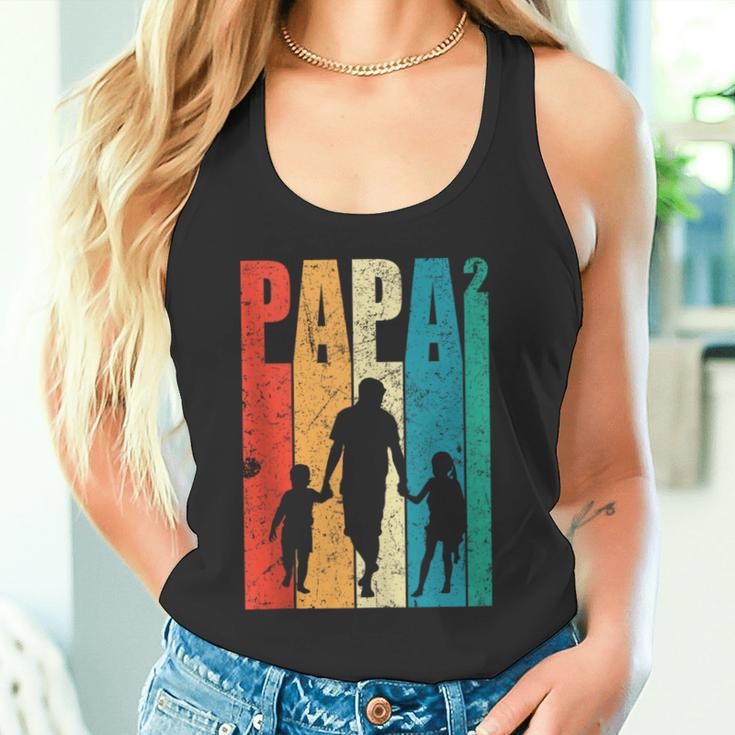 Papa Hoch 2 Dad Hoch 2 Kinder Zweifacher Papaatertag Retro Tank Top