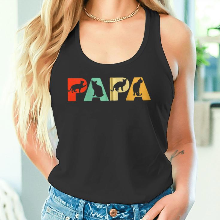 Retro Katze Papa Lustige Papa Katzeatertag Kapuzenjacke Tank Top