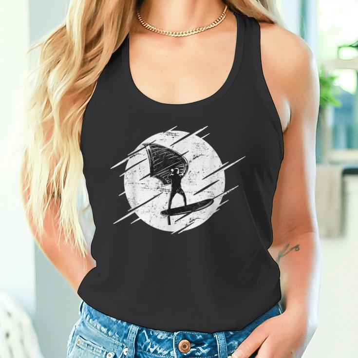 Retro Wing Foil Wing Surf Moon Surfer Foiler Tank Top