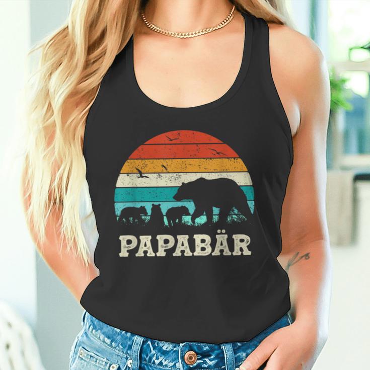 Retroater Baby Sohn Tochter Drei Kinderatertag Bär Papa Tank Top