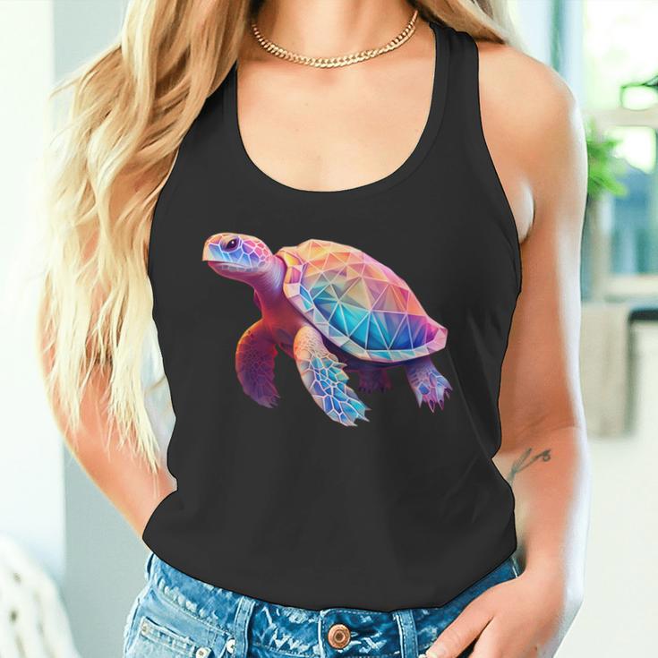 Schildkröte Bunt Polygon Pink Tiermotiv Kunst Geometrisch Tank Top