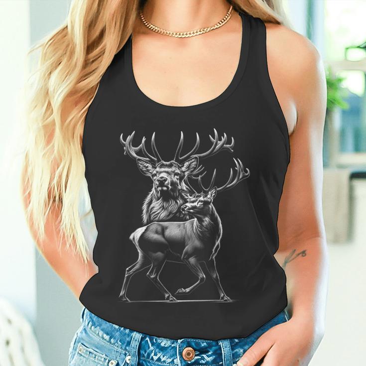 Stolzer Hirsch Als Portrait In Artistic Drawing Style Tank Top