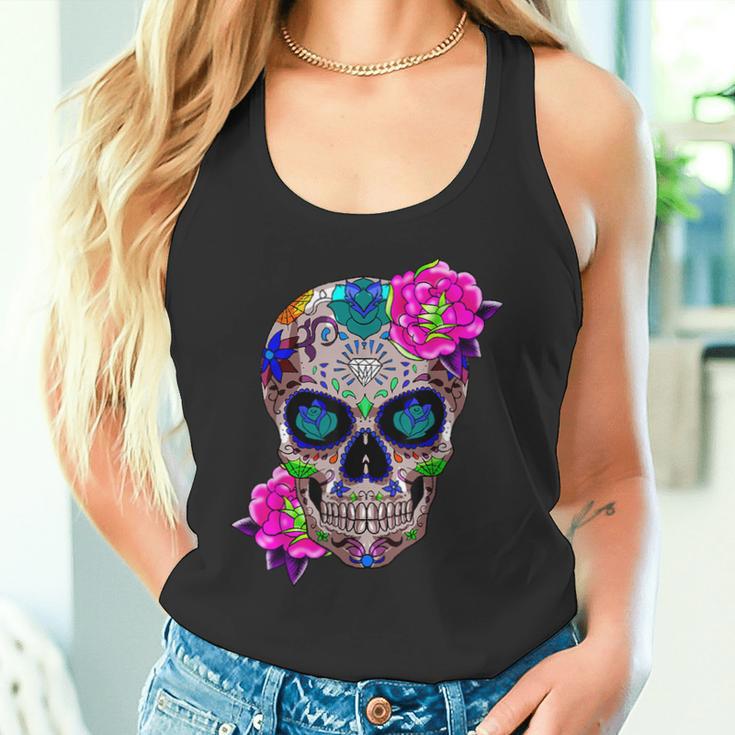 Sugar Skull Fleurs Jour Des Morts Dia De Los Muertos Cadeau Débardeur e
