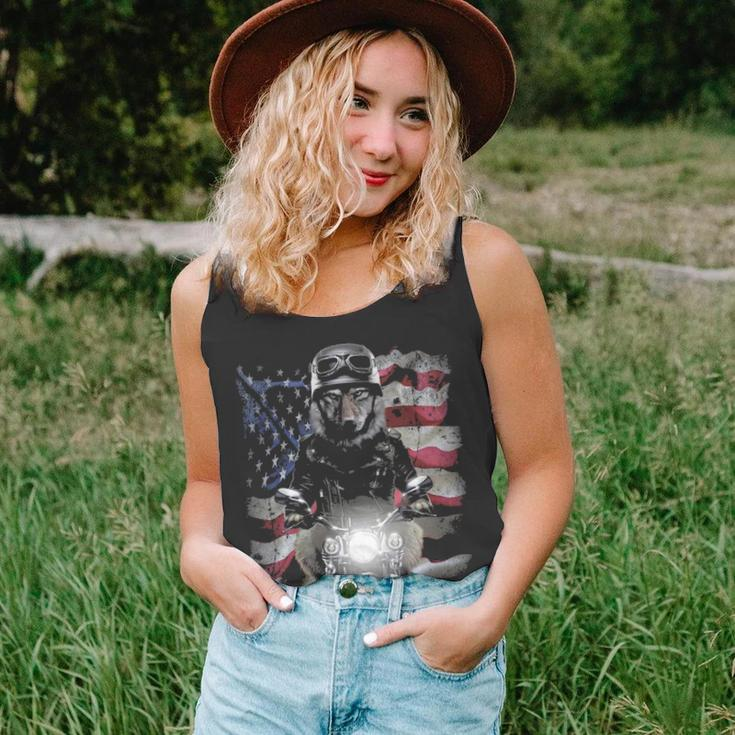 Wolf Motorbike With Flag Of Usa Tank Top
