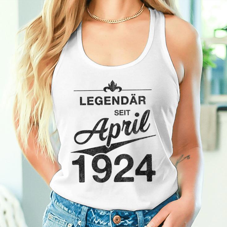 100 Geburtstag 100 Jahre Alt Legendär Seit April 1924 Tank Top