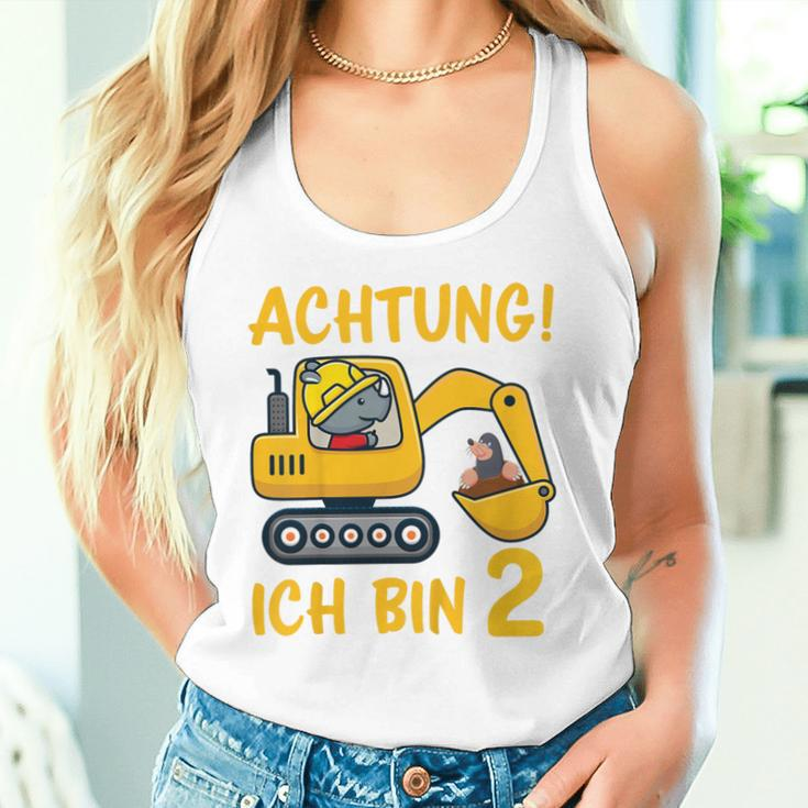 Children's Achtung Ich Bin 2 Jahre Alt 2Nd Birthday Digger Rhino Tank Top
