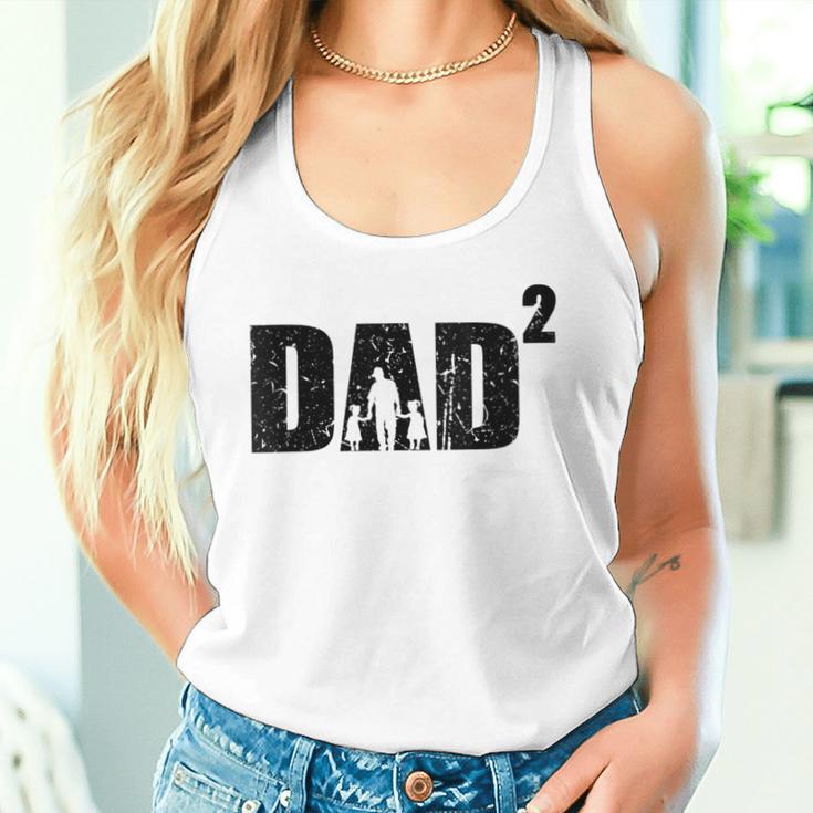 Damen Dad Hoch 2 Zweifacher Papaater Zwei Töchter Mit-Ausschnitt Tank Top