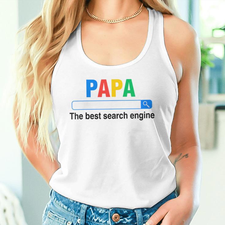 Damen Papa Die Beste Suchmaschine Lustigeratertag Mit-Ausschnitt Tank Top