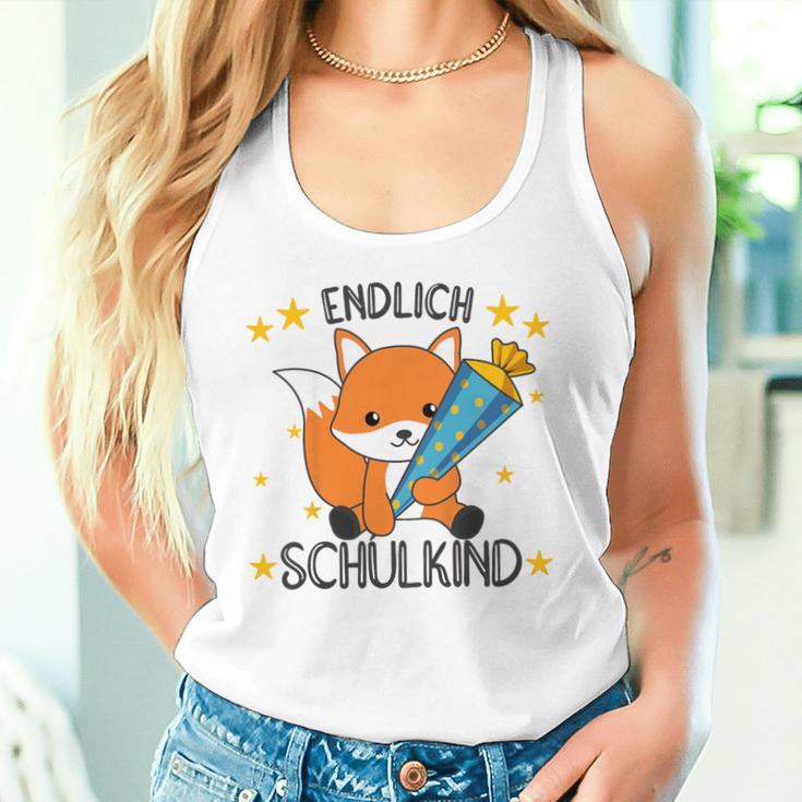 Kinder Endlich Schulkind 2024 Fox School Cone School Fox Gray Tank Top