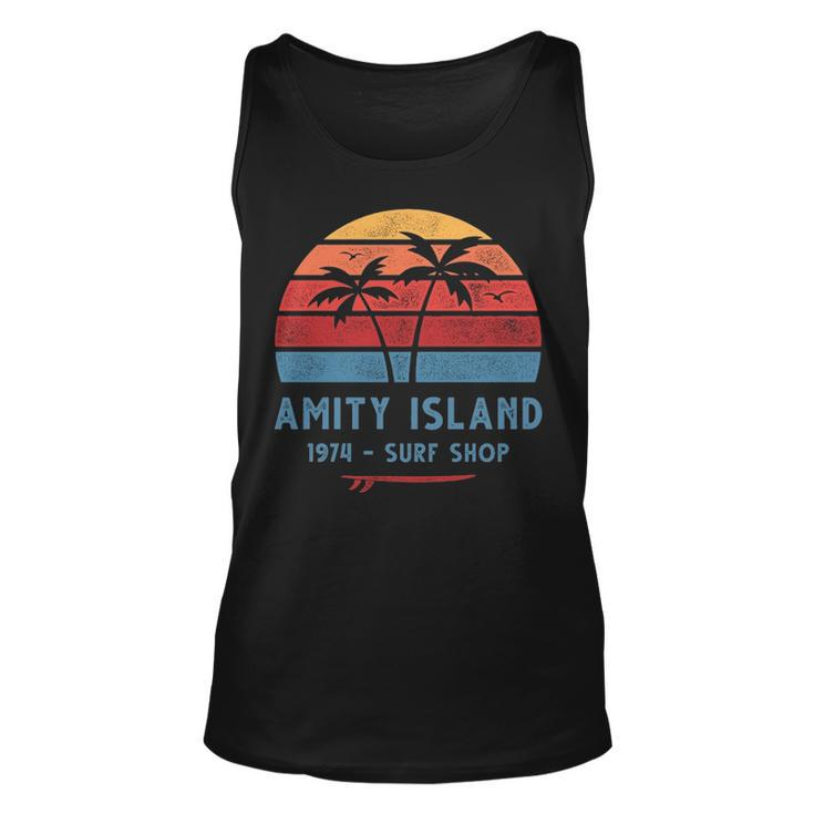 Amity Island Surf 1974 Surf Shop Sunset Surfing Vintage Tank Top