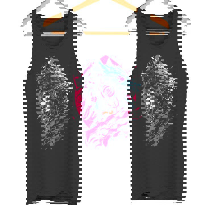 Anime Manga Cyberpunk Aesthetic Techwear Harajuku Wolf Camiseta sin mangas