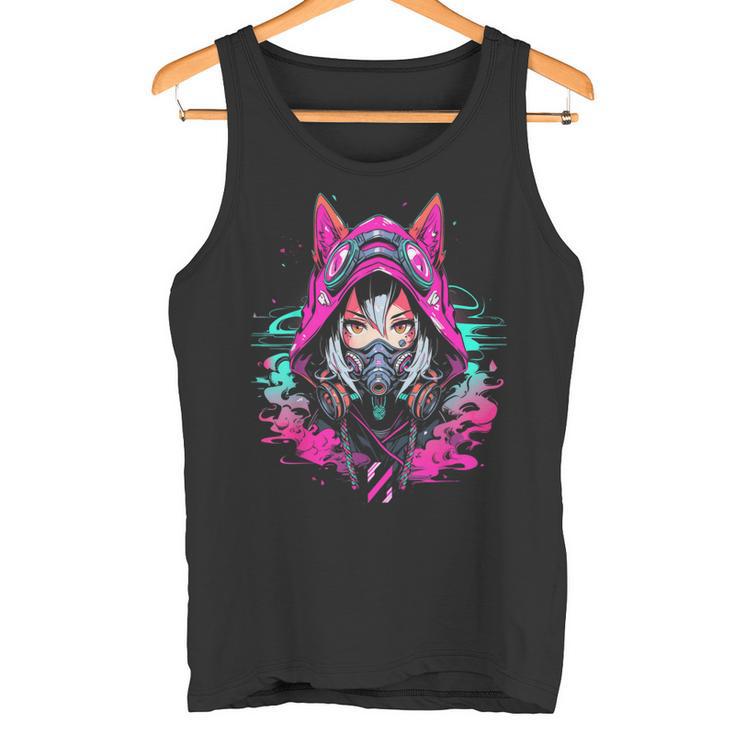 Anime Manga Kitsune Cyberpunk Aesthetic Techwear Harajuku Tank Top