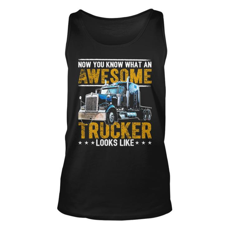 Awesome Trucker American Flag Truck Driver Trucker Hat Tank Top