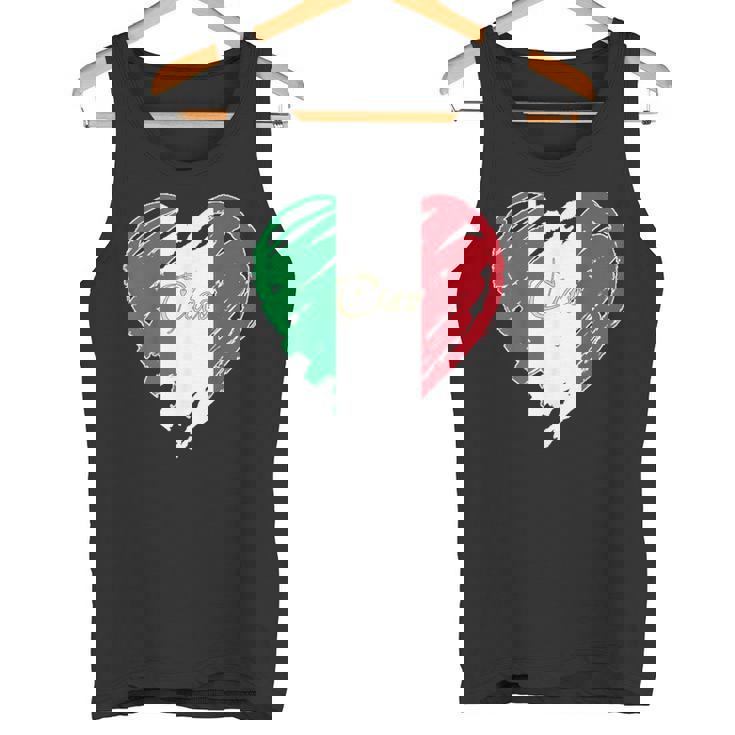 Bandera Italiana Con Diseño De Corazón Con Texto En Inglés Proud To Be Italian I Love Ital Camiseta sin mangas